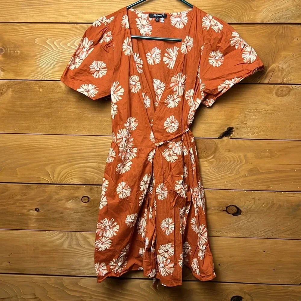Madewell Rust Orange Floral Mini Dress